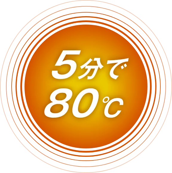 5分で80℃